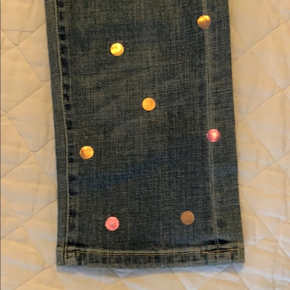 Anthropologie Metallic Polk-a-Dot jeans!! Too cute - Picture 2 of 8